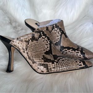 Nine West Snake Skin Vegan Leather Mule Heels 5.5